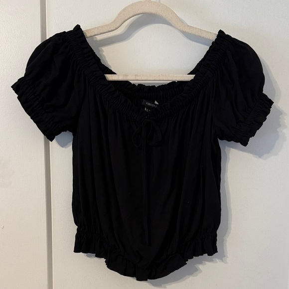 Forever 21 Tops - Forever 21 Black Ruched Blouse